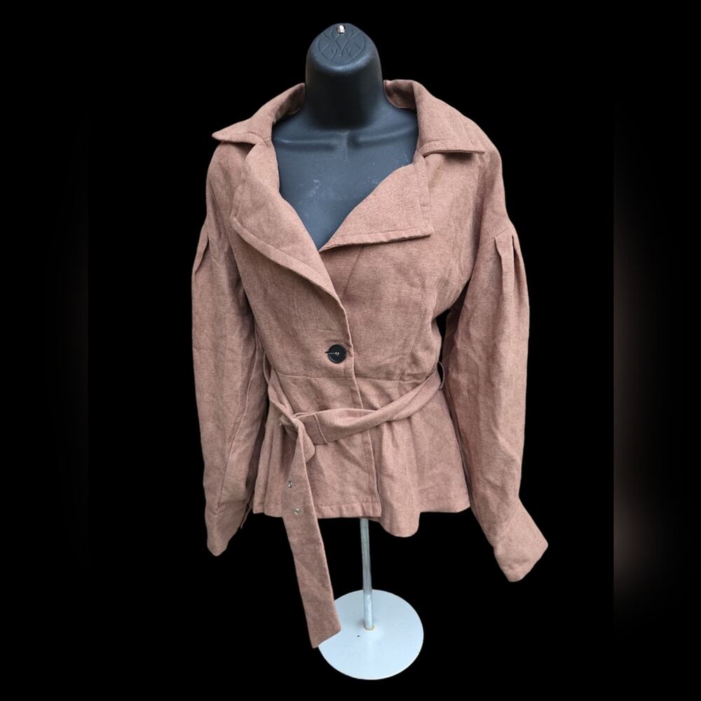 12th Tribe Belted Puff Sleeve women's Jacket in Brown Sz M